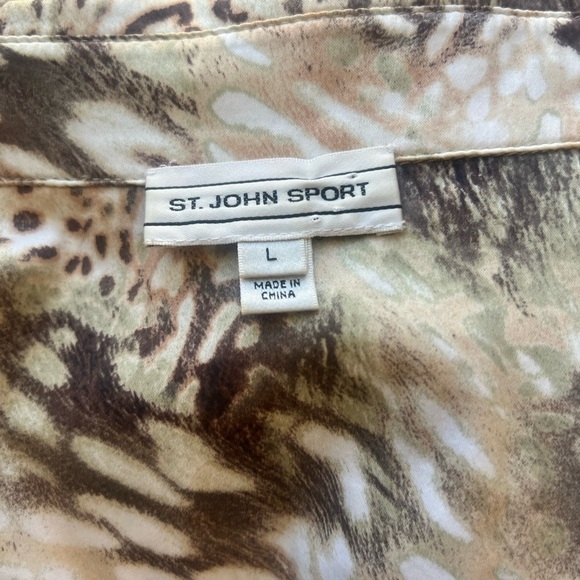 ST JOHN SPORT Shirt Dress Long Sleeve Leopard Animal Print - Picture 6 of 11